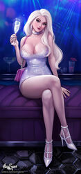 1girls 2020 alcohol alternate_breast_size aroma_sensei big_breasts blonde_hair blue_eyes breasts cleavage collar disney dress drunk elsa_(frozen) female female_only frozen_(film) frozen_2 hair_down high_heels hourglass_figure large_breasts looking_at_viewer mascara minidress nail_polish purse red_lipstick sequin_collar sequin_dress silver_dress solo stiletto_heels thick_thighs very_high_heels wine wine_glass rating:Questionable score:426 user:justausername