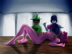 1girls 2boys anthro ass black_fur blue_hair blue_skin breasts clothed deltarune eating feet food food_play freckles glasses hat kris_(deltarune) larger_female nude purple_hair ralsei scalie scarf shintei size_difference smaller_male sushi susie_(deltarune) thick_thighs uninterested wide_hips rating:Explicit score:15 user:Ralsei_Sexy_Fluffy_Boy