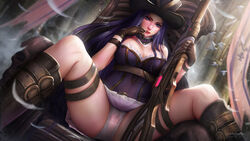 1girls big_breasts breasts caitlyn_kiramman cleavage female female_only large_breasts league_of_legends looking_at_viewer panties solo spread_legs windwalker rating:Questionable score:144 user:justausername