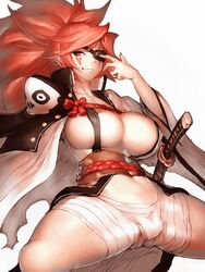 1girls arc_system_works baiken bandage cleavage clothed clothed_female clothing eye_patch eyewear female female_only fumio_(rsqkr) goggles guilty_gear guilty_gear_xrd human katana kimono large_breasts long_hair looking_at_viewer one_eye open_clothes pink_hair red_eyes red_hair sheath sheathed simple_background smile smiling smiling_at_viewer smirk solo solo_female solo_focus spread_legs weapon rating:Questionable score:166 user:Guilty_Gear_Girls