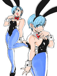 1girls animal_ears blue_eyes breasts bulma_(bunny) bulma_briefs bunnysuit cleavage curvy dragon_ball dragon_ball_super fake_animal_ears female female_only high_heels leotard short_hair solo standing_on_one_leg thick_lips toshinoshin00 voluptuous wide_hips rating:Explicit score:115 user:l-ion