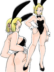 1girls android_18 animal_ears ass blonde_hair blue_eyes breasts bunnysuit cleavage curvy dragon_ball dragon_ball_z fake_animal_ears female female_only full_body high_heels leotard short_hair solo standing toshinoshin00 uncensored voluptuous wide_hips rating:Explicit score:135 user:l-ion