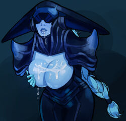 big_breasts blue_skin cleavage cum_on_breasts eyes_covered female_only league_of_legends leaning_forward lissandra rhydwyn shinrhydwyn rating:Explicit score:201 user:PornArchiver