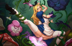 1girls alice_in_wonderland alice_liddell apron black_footwear blonde_hair blue_dress blue_eyes blurry_background blush bondage bound breast_suck breast_sucking breasts breasts_out clothed_rape cum dress ejaculation erect_clitoris female female_only female_penetrated flora_fauna flower garter_straps genitals groin_tendon hair_ribbon hairband high_heels highres human insertion large_breasts long_hair mammal medium_breasts milking_tentacles minigirl monster_girl mushroom nature nipples no_panties open_mouth penis_tentacles plant plant_girl pussy pussy_grip rape restrained ribbon sex shoes short_sleeves signature splits spread_legs struggling sucking suckling suction_tentacles tarakanovich tentacle tentacle_on_female tentacle_rape tentacle_sucking_breasts thighhighs toe_point vaginal_insertion vaginal_penetration vines watermark web_address white_apron white_legwear rating:Explicit score:961 user:bot