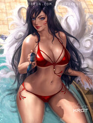 1girls ahri big_breasts bikini breasts cleavage female female_only large_breasts league_of_legends looking_at_viewer shurakrgt solo rating:Safe score:149 user:justausername