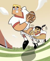 2boys accidentally_gay aizenhower asian_male black_hair bleachers blonde_hair blue_eyes clenched_teeth danny_phantom dash_baxter embarrassed erection exposed_penis eyes_closed football football_field football_uniform gay kwan large_penis male male_only motion_lines mouth_open multiple_males nickelodeon pants_pulled_down pantsing penis pubic_hair running tackle teen_boy yaoi rating:Explicit score:68 user:C_St_Reed