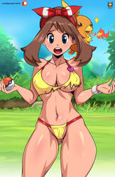 1girls abs alternate_breast_size bikini breasts fire human human_only kyoffie may_(pokemon) may_(pokemon_oras) nintendo patreon pokemon pokemon_oras source_request text torchic url wardrobe_malfunction watermark rating:Questionable score:95 user:maskedhoagie