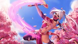 action_pose akali blue_eyes blue_sky cherry_blossoms female female_only heartseeker_akali iury_padilha kunoichi league_of_legends loincloth long_hair mask masked ninja pink pink_clothes scythe sickle sky thigh_highs trees valentine's_day weapon white_hair rating:Safe score:38 user:Lungdrakkar