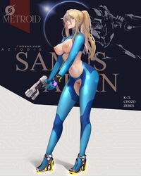 1girls adapted_costume areolae artist_name azto_dio bangs beauty_mark blonde_hair blue_eyes bodysuit breast_cutout breasts breasts_out casual casual_exposure character_name cleavage copyright_name crotch_cutout english_text female female_only firearm footwear front_view full_body functionally_nude gun hair_between_eyes hairless_pussy handgun high_heels highres holding_gun holding_weapon human large_breasts long_hair long_ponytail metroid midriff mole mole_under_mouth navel nintendo nipples open_bodysuit pale_skin perky_breasts ponytail pussy ranged_weapon samus_aran shoes solo standing text toned toned_female uncensored very_long_hair weapon wristwear zero_suit_samus rating:Explicit score:187 user:SolemnTagger