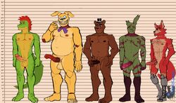 5boys abs absurd_res alligator alligatorid animal_genitalia animal_penis anthro balls bear boner brown_body canid canine canine_genitalia canine_penis chart cheekycreepy clothing crocodilian digital_media_(artwork) erection eye_patch eyewear fazbear_frights five_nights_at_freddy's five_nights_at_freddy's:_fazbear_frights five_nights_at_freddy's:_security_breach five_nights_at_freddy's_3 fox foxy_(fnaf) freddy_(fnaf) genitals green_body group hair hat headgear headwear height_chart hi_res hook hook_hand into_the_pit knot lagomorph leporid male male_only mammal mohawk montgomery_gator_(fnaf) nipple_piercing nipples nude open_mouth penis piercing pirate rabbit red_body red_hair reptile scalie scottgames simple_background spring_bonnie spring_bonnie_(fnaf) springtrap springtrap_(fnaf) standing steel_wool_studios tail teeth ursine vein veiny_penis yellow_body rating:Explicit score:31 user:bot