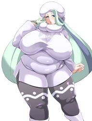 1girls alternate_breast_size alternate_hair_color big_breasts blue_eyes blue_hair blush boots breasts chubby clothed earrings eyelashes female female_only gloves green_hair half-closed_eyes hat huge_breasts human human_only leggings lipstick long_hair looking_away melony_(pokemon) milf nintendo otochichi pink_lipstick pokemon pokemon_ss pose shirt shorts solo source_request standing thick_thighs thigh_gap white_background white_hair wide_hips rating:Questionable score:116 user:ShadsBitchBoy