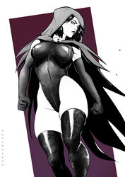 black_and_white bodysuit cape dandon_fuga dc dc_comics elbow_gloves gloves hoodie rachel_roth raven_(dc) smooth_skin teen_titans thighhighs rating:Safe score:84 user:CumferStrike