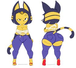 1girls alternate_breast_size alternate_outfit animal_crossing animal_ears ankha anthro ass backboob bandage black_eyes blue_eyes blue_fur blue_hair bottom_heavy breasts cat_ears clothed edit egyptian feet feline female furry half-closed_eyes headdress high_heels highres hips huge_ass large_breasts looking_at_viewer narrow_waist nintendo purple_yoshi_draws shortstack sideboob simple_background sketch solo tail thick_thighs thighs white_background wide_hips yellow_fur rating:Questionable score:116 user:viper757