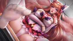 ahri animal_ears feet female foot_fetish kaze_no_gyouja league_of_legends panties soles thighhighs toes underwear windwalker rating:Explicit score:77 user:bot