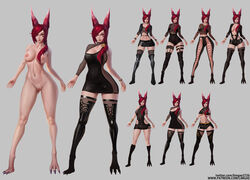 1girls 2020 animal_ears animal_tail areolae breasts cleft_of_venus clothing comparison female female_only full_body highres large_breasts latex league_of_legends limgae looking_at_viewer nipples nude ponytail purple_toenails pussy red_hair riot_games see-through solo tights vastaya xayah yellow_eyes rating:Explicit score:154 user:FallDown