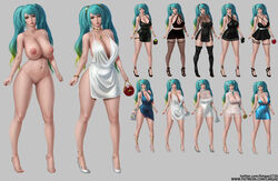 1girls animal_ears animal_tail bag breasts cleft_of_venus clothing comparison cyan_eyes cyan_hair full_body high_resolution highres innie_pussy latex league_of_legends limgae looking_at_viewer nipples nude open_toe_shoes pussy see-through sona_buvelle tights twintails uncensored rating:Explicit score:133 user:FallDown