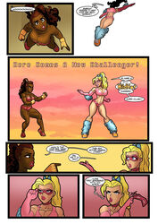 2girls anarchy big_breasts blonde_hair blue_eyes brown_eyes choker cleavage comic coxville_stories dark-skinned_female earrings female female_only fighting_stance gloves hero_tales kitty_summers light-skinned_female makeup mask ponytail rabies-t-lagomorph red_hair tight_clothes voluptuous rating:Safe score:27 user:Boob_Bangers_420