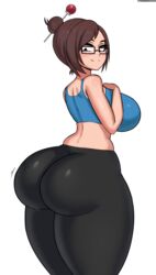 1girls ass ass_focus big_ass big_breasts big_butt bimbo brown_hair bubble_ass bubble_butt busty butt_focus dat_ass drunkavocado eyewear female female_only glasses hair_bun huge_ass huge_breasts large_breasts looking_at_viewer looking_back mei_(overwatch) overwatch short_hair solo sports_bra thick_ass white_background white_skin yoga_pants rating:Questionable score:296 user:kinnikuman