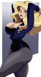 big_breasts black_canary blonde_hair blue_eyes choker dc dinah_lance justice_league justice_league_unlimited leotard long_hair mature_female mini_jacket muscular_thighs sonson-sensei stockings superheroine thick_thighs rating:Explicit score:183 user:Reizo40