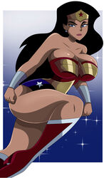 big_breasts black_hair blue_eyes boots bracelets dc_comics dcau deity diana_prince goddess high_heel_boots high_heels justice_league lipstick long_hair muscular_female sonson-sensei superheroine thick_thighs tiara wonder_woman wonder_woman_(series) rating:Explicit score:146 user:Reizo40