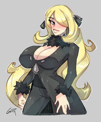 1girls alternate_breast_size blonde_hair blush breasts cintia_(pokémon) cleavage cynthia_(pokemon) female female_only gerph hair_over_one_eye half-closed_eyes human_only large_breasts looking_at_viewer nintendo pokemon pokemon_dppt sketch solo text thigh_gap watermark wide_hips rating:Questionable score:80 user:justausername