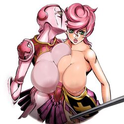 2girls alternate_breast_size areolae asymmetrical_docking big_breasts breast_press breasts breasts_out cleavage detnox edit exposed_breasts female hirohiko_araki huge_breasts jojo's_bizarre_adventure large_breasts manga nipples shounen_jump spice_girl stand_(jjba) topless trish_una vento_aureo rating:Explicit score:350 user:Crusher4455