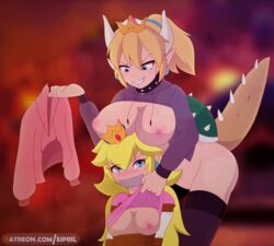 2girls animated areolae ass assisted_exposure bangs black_legwear blonde_hair blue_eyes blush bondage bowsette breasts breasts_on_head choker cleavage crown domination duct_tape duo earrings eipril evil_grin female female_only femdom femsub functionally_nude gag gagged genderswap genderswap_(mtf) hair_between_eyes hoodie horns huge_breasts human humanoid humanoidized legwear long_hair mario_(series) medium_breasts multiple_girls new_super_mario_bros._u_deluxe nintendo nipples no_bra one_breast_out pointy_ears ponytail princess_peach puffy_nipples rope_bondage rule_63 sharp_teeth shirt_grab shirt_lift shrug_(clothing) spiked_shell spiked_tail super_crown super_mario_bros. tail tape tape_gag taped_mouth thighhighs twitter_hoodie url very_long_hair rating:Explicit score:464 user:SolemnTagger