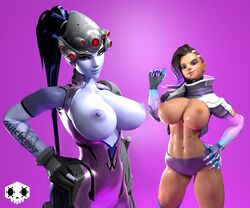 3d abs blender blizzard_entertainment breasts brown_skin dark-skinned_female dark_skin exposed_breasts latina mole_under_eye overwatch ponytail purple_eyes purple_hair purple_skin shaved_side side_shave skull sombra the_blue_widow33 widowmaker yellow_eyes rating:Explicit score:90 user:Fidusa12