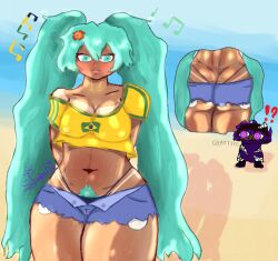  1girls ass big_ass big_breasts blue_eyes blush booty_shorts brazilian brazilian_miku cameltoe cyan_eyes cyan_hair female gyatt hair_ornament hatsune_miku latin_american_hatsune_miku_(meme) panties pantyhose pubic_hair puffy_nipples shadow_(shadowdemonsj) shadowdemonsj shorts sweat tagme tan_body thick_thighs vocaloid wet  rating:explicit score: user:bot