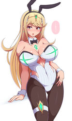 big_breasts blonde_hair brown_eyes bunny_ears bunny_girl bunnysuit female female_only japanese_text katakana latex long_hair mythra pantyhose ponpo ponponmaru skindentation solo solo_female solo_focus text thick_thighs translated voluptuous white_background wide_hips xenoblade_(series) xenoblade_chronicles_2 rating:Explicit score:139 user:Deku51