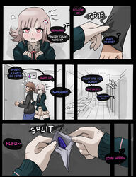 1boy 1girls angry assertive bathroom blush comic condom danganronpa danganronpa_2:_goodbye_despair dialogue english_text faceless_male female imminent_sex male mosbles nanami_chiaki smooth_skin super_danganronpa_2 text rating:Questionable score:200 user:poppet