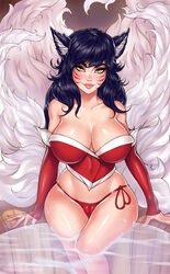 1girls ahri ange1witch breasts cleavage female female_only huge_breasts league_of_legends looking_at_viewer panties solo thick_thighs wide_hips rating:Safe score:174 user:justausername