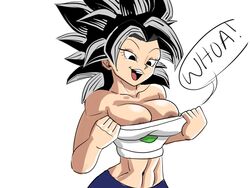 1girls areolae areolae_slip big_breasts black_eyes black_hair breasts caulifla color colored dragon_ball dragon_ball_super exposed_nipples female female_only female_saiyan flashing midriff muscular muscular_female navel nipples no_bra open_mouth pants pseudocel saiyan solo speech_bubble spiky_hair stomach tagme uncensored universe_6/universe_7 universe_6_saiyan/universe_7_saiyan white_background rating:Explicit score:84 user:Kaiokenx34