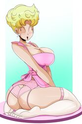 1girls apron ass ass_cleavage big_ass big_breasts blonde_hair breasts butt_crack cleavage closed_eyes dragon_ball dragon_ball_z ear earrings feet female female_only housewife looking_at_viewer mature_female milf mother panchy panchy_(dragon_ball) panchy_briefs smile soles sonson-sensei source_request stockings thick_thighs toes rating:Explicit score:170 user:Deku51