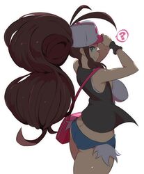 1girls absurdres ass back back_view bare_midriff big_ass blue_eyes breasts brown_hair female female_only hat highres hilda_(pokemon) hips human large_breasts looking_at_viewer looking_to_the_side midriff nac000 nintendo pokemon pokemon_bw ponytail rear_view short_shorts side_view smile solo tank_top thick_thighs thighs wide_hips rating:Safe score:132 user:V1H7U2