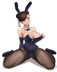 big_breasts brown_hair bunny_ears bunny_girl bunnysuit chun-li donburikazoku female female_only hair_bun high_heels leotard long_hair mature_female pantyhose solo solo_female solo_focus street_fighter thick_thighs rating:Explicit score:254 user:Reizo40