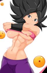 1girl big_breasts black_eyes black_hair caulifla dragon_ball dragon_ball_super female female_only jellcaps long_hair muscular_female saiyan solo solo_female solo_focus spiky_hair underboob rating:Explicit score:129 user:Deku51