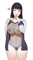 1girls alternate_breast_size areolae big_breasts blue_hair bottomless breasts female female_only fishnet_bodysuit fishnet_clothing fishnets hime_cut hoodie huge_breasts hyuuga_hinata jacket jacket_open large_breasts lips lipstick long_hair looking_at_viewer naruto naruto_shippuden nipples nipples_visible_through_clothing pale_skin partially_clothed pubic_hair purple_eyes pussy pussy_juice pussy_juice_drip simple_background sohn_woohyoung solo standing sweat tabbto thick_thighs topless uncensored unusual_pupils white_background rating:Explicit score:351 user:Fove_vento