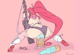 1girls ahe_gao anal anal_masturbation anal_sex anus ass big_ass bullet demimond23 dildo dildo_sitting female female_only long_hair masturbation object_insertion panties penetration tengen_toppa_gurren_lagann yoko_littner rating:Explicit score:495 user:justausername