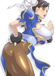 big_breasts brown_hair capcom chinese_clothes chun-li clothed_female female female_only hair_bun kotoyoshi kotoyoshi_yumisuke long_hair mature_female nipples nipples_visible_through_clothing pantyhose solo solo_female solo_focus street_fighter rating:Explicit score:82 user:Reizo40