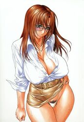 1girls absurd_res big_breasts blouse blush breasts brown_hair cameltoe cleavage copyright_request curvy dress_shirt erect_nipples eyelashes eyeliner female female_only glasses hi_res highleg highleg_panties highres hips huge_breasts inoue_takuya large_breasts lingerie long_hair makeup microskirt miniskirt nipples nipples_visible_through_clothing panties plump pubic_hair pussy shirt skirt skirt_lift sleeves_folded_up sweat thick_thighs thighs thong underwear white_panties wide_hips rating:Explicit score:36 user:bot