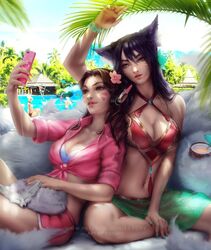 2girls ahri clothed crossover d.va league_of_legends mercy overwatch pool pool_party_series poolside zarory rating:Safe score:152 user:chiefbasement