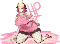 bandages big_breasts clothing female hot_pants_(jjba) jojo's_bizarre_adventure pink_eyes pink_hair pink_lips pinkkoffin steel_ball_run thick_thighs rating:Questionable score:86 user:Curb