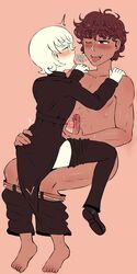 2boys dark_skin erection femboy frottage gay girly male male_only masturbation one_eye_closed open_mouth penis peonymami simple_background size_difference tongue trap yaoi rating:Explicit score:72 user:Muzizir