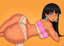 ass ass_cleavage bandeau big_ass big_breasts black_hair brown_eyes butt_crack chel crossed_arms dark-skinned_female dark_skin dressed drunkavocado female female_only laying_down lipstick long_hair looking_at_viewer red_lipstick solo solo_focus the_road_to_el_dorado thick_thighs rating:Explicit score:188 user:Ponic5