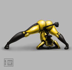  absurd_res ass ass_up bent_over boston_dynamics female hi_res humanoid jack-o'_pose machine not_furry pose redviewer_55 robot robot_humanoid simple_background solo spotmini watermark  rating:questionable score: user:bot