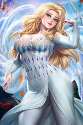 1girls big_breasts blonde_hair blue_eyes breasts clothed_female clothing disney elsa_(frozen) female female_only frozen_(film) frozen_2 fully_clothed hair_down human large_breasts long_hair looking_at_viewer neoartcore pose queen_of_the_forest solo thighhighs rating:Safe score:161 user:ChickenKoala39