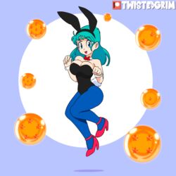 1girls 2d 2d_animation animated aqua_hair blue_pantyhose bouncing_breasts bowtie breasts bulma bulma_(bunny) bulma_briefs bunny_ears bunny_girl bunny_tail bunnysuit detached_collar dragon_ball dragon_ball_(classic) dragon_ball_(object) female green_hair hopping patreon red_heels red_high_heels shounen_jump solo teal_hair teenage_bulma teenage_girl teenager thighs twistedgrim wrist_cuffs rating:Questionable score:183 user:secretboi64