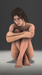 3d brown_hair covering covering_breasts covering_crotch crossed_arms crossed_legs feet highres knees_on_chest lara_croft lara_croft_(survivor) naked nude ponytail posing sitting source_filmmaker tomb_raider waywardsfm rating:Questionable score:42 user:waywardsfm