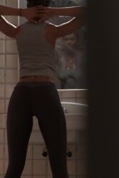  3d_artwork dommorama fully_clothed left_4_dead left_4_dead_2 peeping rochelle_(left_4_dead) self_upload sweat sweatpants voyeur voyeurism workout_clothes  rating:questionable score: user:dommorama